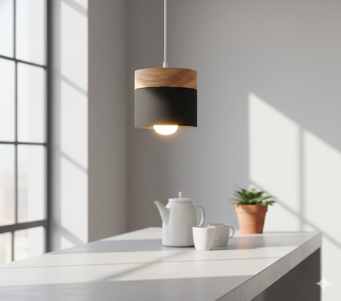 Aura Wood & Iron Pendant