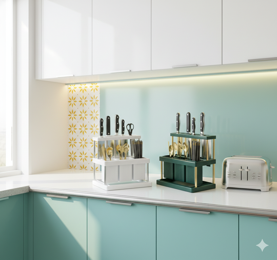 LuxeStack™ Dual-Tier Culinary & Knife Station